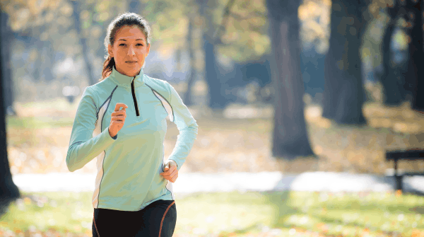Jogger running outdoors in nature during their free time