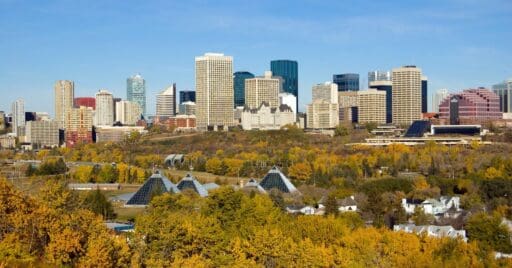 The colourful River Valley in Edmonton, Alberta on a fall day.