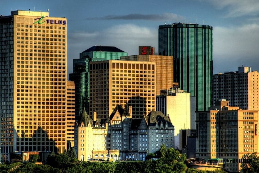 A view of the downtown skyline and business district in Edmonton.