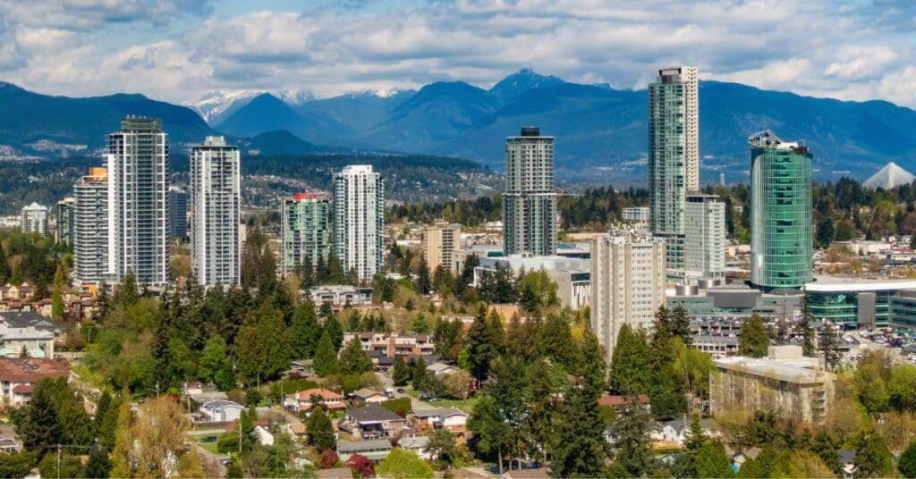 A view of residential homes and apartments in the Whalley/City Centre neighbourhood.