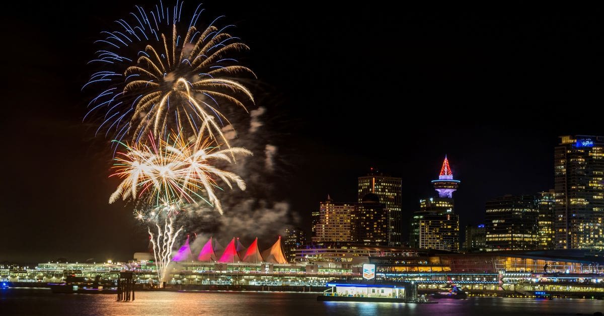 New Year's Eve fireworks in Vancouver, Canada.