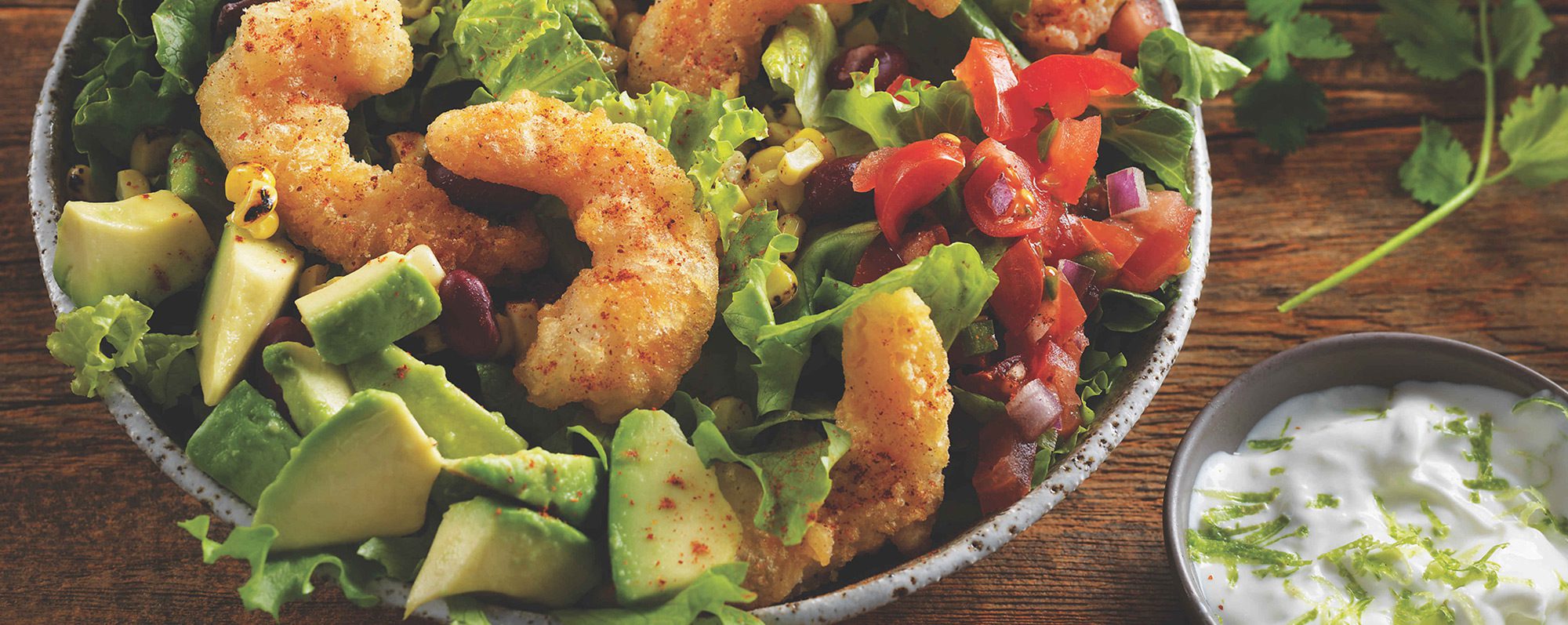 Salade en taco aux crevettes Bam Bam