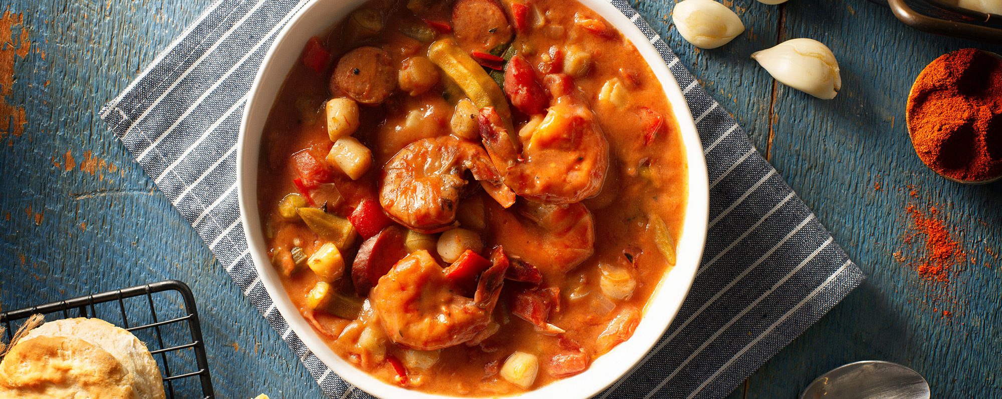 entree Scallop Andouille Gumbo Shrimp headers