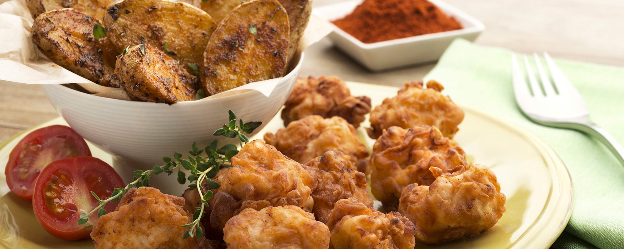 Poitrines de poulet frites au yaourt safrané